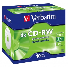CD-RW Verbatim regrabable 43148  jewel 10 unidades