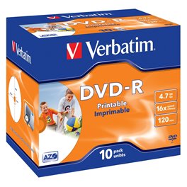 DVD-R Verbatim Printable Jewell 43521 pack 10