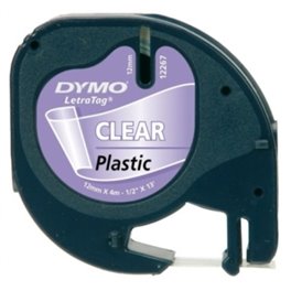 CINTA DYMO LETRATAG PLASTICO NEGRO/TRANSPARENTE 12267 12x4