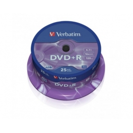 DVD+R Verbatim 4,7 GB  16x Azo, 25 unidades 43500