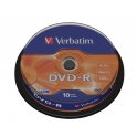 DVD-R Verbatim 4,7 GB  16x Azo, 10 unidades 43523